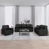 Sofa Sofos komplektas su pagalvėmis, 3 dalių, juodas, dirbtinė oda