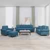 Sofa Sofos komplektas su pagalvėmis, 4 dalių, mėlynas, aksomas