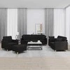 Sofa Sofos komplektas su pagalvėmis, 4 dalių, juodas, audinys