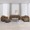 Sofa Sofos komplektas su pagalvėmis, 4 dalių, rudas, audinys