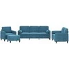 Sofa Sofos komplektas su pagalvėmis, 4 dalių, mėlynas, aksomas