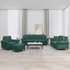 Sofa Sofos komplektas su pagalvėmis, 4 dalių, žalias, aksomas