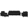 Sofa Sofos komplektas su pagalvėmis, 4 dalių, juodas, aksomas