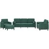 Sofa Sofos komplektas su pagalvėmis, 4 dalių, žalias, aksomas