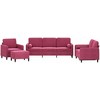 Sofa Sofos komplektas su pagalvėmis, 4 dalių, vyno, aksomas
