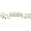 Sofa Sofos komplektas su pagalvėmis, 4 dalių, kreminis, aksomas