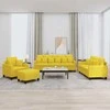 Sofa Sofos komplektas su pagalvėmis, 4 dalių, geltonas, audinys