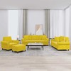 Sofa Sofos komplektas su pagalvėmis, 4 dalių, geltonas, aksomas