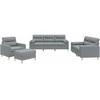 Sofa Sofos komplektas su pagalvėmis, 4 dalių, pilkas, audinys