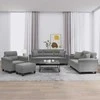 Sofa Sofos komplektas su pagalvėmis, 4 dalių, pilkas, audinys