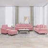 Sofa Sofos komplektas su pagalvėmis, 4 dalių, rožinis, aksomas
