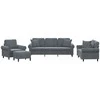 Sofa Sofos komplektas su pagalvėmis, 4 dalių, pilkas, aksomas