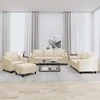 Sofa Sofos komplektas su pagalvėmis, 4 dalių, kreminis, audinys