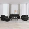Sofa Sofos komplektas su pagalvėmis, 4 dalių, juodas, aksomas