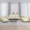 Sofa Sofos komplektas su pagalvėmis, 4 dalių, kreminis, dirbtinė oda