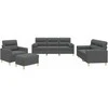 Sofa Sofos komplektas su pagalvėmis, 4 dalių, pilkas, audinys