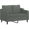 Sofa Sofos komplektas su pagalvėmis, 4 dalių, pilkas, audinys