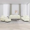 Sofa Sofos komplektas su pagalvėmis, 4 dalių, kreminis, aksomas