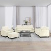 Sofa Sofos komplektas su pagalvėmis, 4 dalių, kreminis, aksomas
