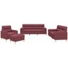 Sofa Sofos komplektas su pagalvėmis, 4 dalių, vyno, audinys