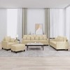 Sofa Sofos komplektas su pagalvėmis, 4 dalių, kreminis, audinys