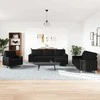 Sofa Sofos komplektas su pagalvėmis/pakoja, 4 dalių, juoda, audinys