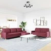 Sofa Sofos komplektas su pakoja, 3 dalių, vyno, audinys