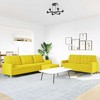 Sofa Sofos komplektas su pakoja, 3 dalių, geltonas, audinys
