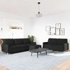 Sofa Sofos komplektas su pakoja, 3 dalių, juodas, audinys
