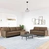 Sofa Sofos komplektas su pakoja, 3 dalių, rudas, audinys