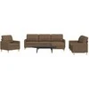 Sofa Sofos komplektas su pakoja, 4 dalių, rudas, audinys