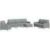 Sofa Sofos komplektas su pakoja, 4 dalių, pilkas, audinys