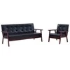 Sofa Sofos komplektas, 2 dalių, juodos spalvos, dirbtinė oda