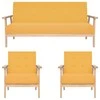Sofa Sofos komplektas, 3 dalių, geltonos spalvos, audinys