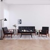 Sofa Sofos komplektas, 3 dalių, juodos spalvos, dirbtinė oda