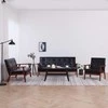 Sofa Sofos komplektas, 3 dalių, juodos spalvos, dirbtinė oda