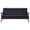 Sofa Sofos komplektas, 3 dalių, juodos spalvos, dirbtinė oda