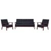 Sofa Sofos komplektas, 3 dalių, juodos spalvos, dirbtinė oda