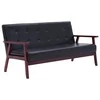 Sofa Sofos komplektas, 3 dalių, juodos spalvos, dirbtinė oda