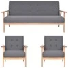 Sofa Sofos komplektas, 3 dalių, tamsiai pilkos spalvos, audinys