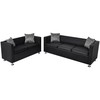 Sofa Sofos komplektas, juodas, dirbtinė oda, 3-vietis ir 2-vietis
