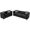 Sofa Sofos komplektas, juodas, dirbtinė oda, 3-vietis ir 2-vietis