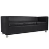 Sofa Sofos komplektas, juodas, dirbtinė oda, 3-vietis ir 2-vietis