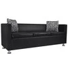 Sofa Sofos komplektas, juodas, dirbtinė oda, 3-vietis ir 2-vietis