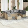 Sofa Sofos komplektas su pagalvėlėmis, 10 dalių, smėlio, poliratanas