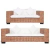 Sofa Sofos komplektas su pagalvėlėmis, 2d., natūr. spalvos, ratanas