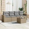 Sofa Sofos komplektas su pagalvėlėmis, 5 dalių, smėlio, poliratanas