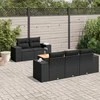 Sofa Sofos komplektas su pagalvėlėmis, 6 dalių, juodas, poliratanas