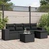 Sofa Sofos komplektas su pagalvėlėmis, 6 dalių, juodas, poliratanas