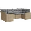 Sofa Sofos komplektas su pagalvėlėmis, 6 dalių, smėlio, poliratanas